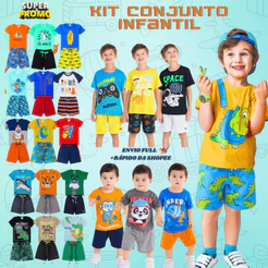 Kit até 6 peças Roupa Infantil Menino Conjunto Criança Masculino Verão Bebê 2/4/6 peças
