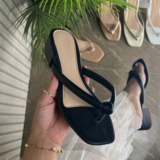 Tamanco Feminino Salto Médio com Tiras em Strass Luxo e Conforto Sandália Saltinho Bloco Moda Casual