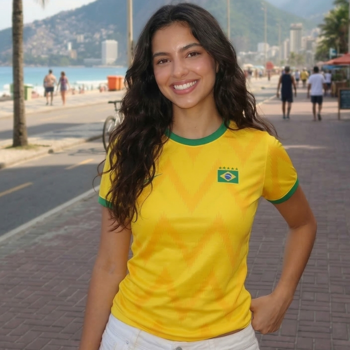 Camisa Brasil Feminina 2026 Torcedor Dry Fit Amarela Futebol Conforto Respirável Dia a Dia em Oferta na Shopee
