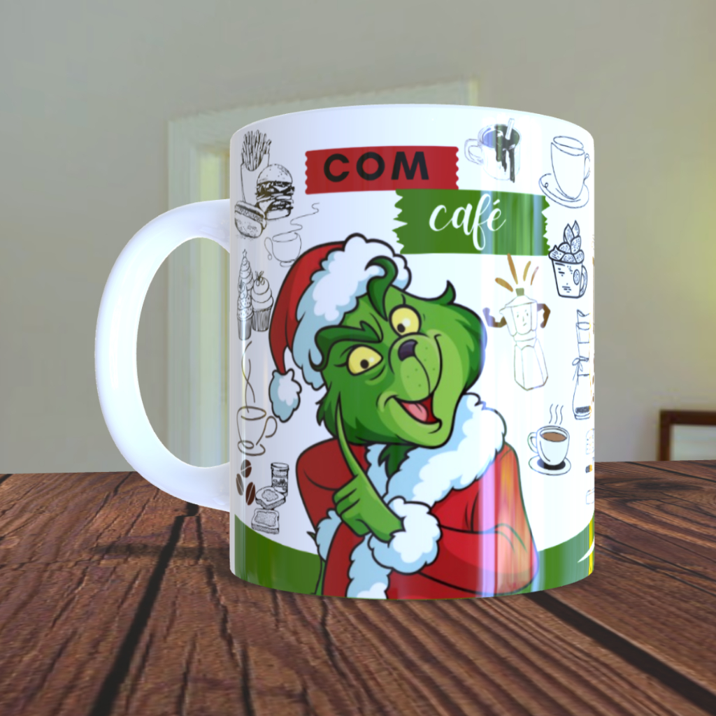 Canecas Porcelana 325ml Live Goiás subli Tradicional Grinch Caneca Café Presente Criativo Natalino Goias Subli Divertida