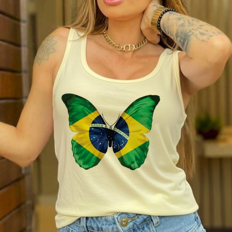 blusa tshirt, Regata, brasil copa do mundo hexa, borboleta bandeira, blusinha estilosa plus size