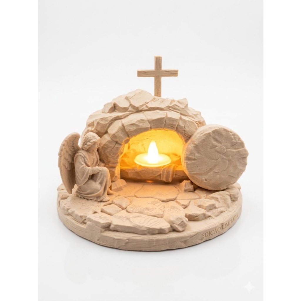 Escultura ressureição de Cristo Ele Vive Túmulo vázio decorativa páscoa led em Oferta na Shopee