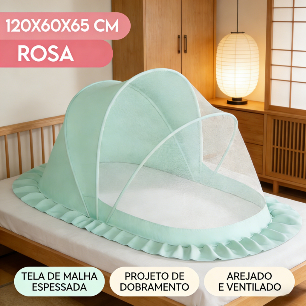 Imagem Berço Mosquiteiro de Bebê Criança Tenda Cercadinho Para Cama Portátil Retrátil