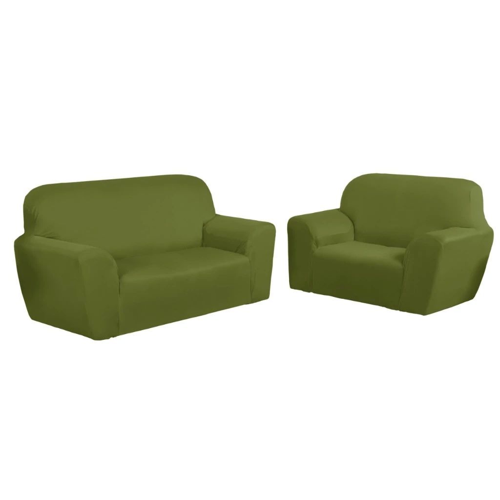 Kit Capa de Sofá 2 e 3 Lugares, Coladinha, Ligadinha Lisa Em Malha Gel Forro de Sofá 100% Poliéster