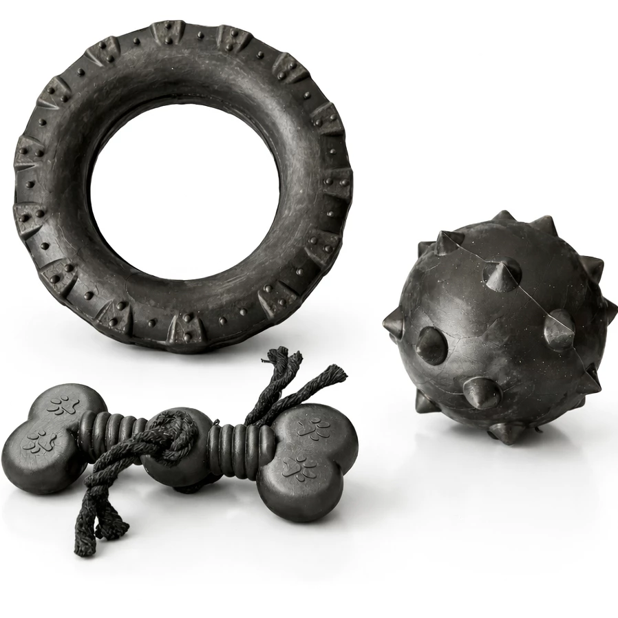 Kit Brinquedo Cachorro Grande Porte Mordedor Borracha Resistente Pneu Bola Cravo Osso Anti Estresse