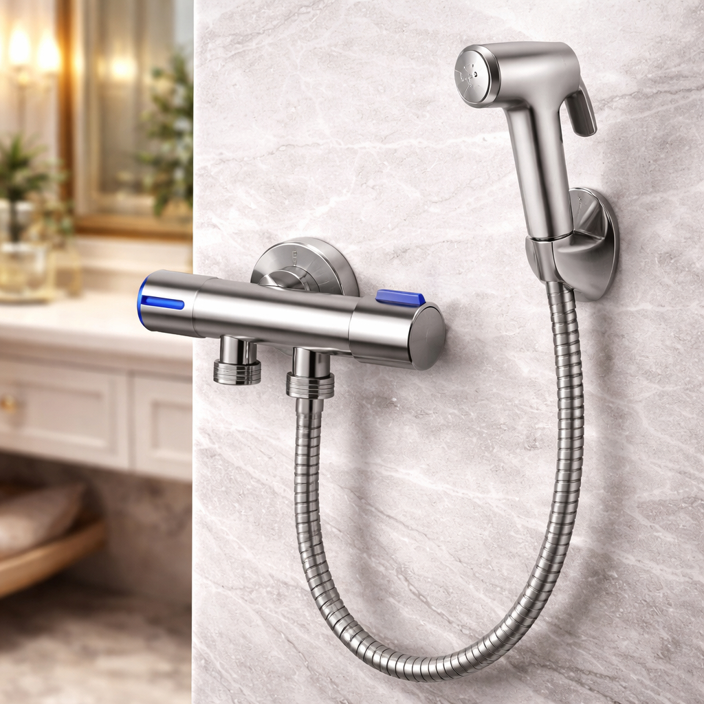 Kit Ducha Higiênica CROMADA Com Registro Dupla Saída De Água Multifuncional Prático em Oferta na Shopee