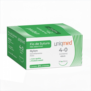 Fio de Sutura Nylon 4-0 com Agulha Moofilamento Preto 45cm CTI 3/8 Circ. TRG. 2,0cm em Oferta na Shopee