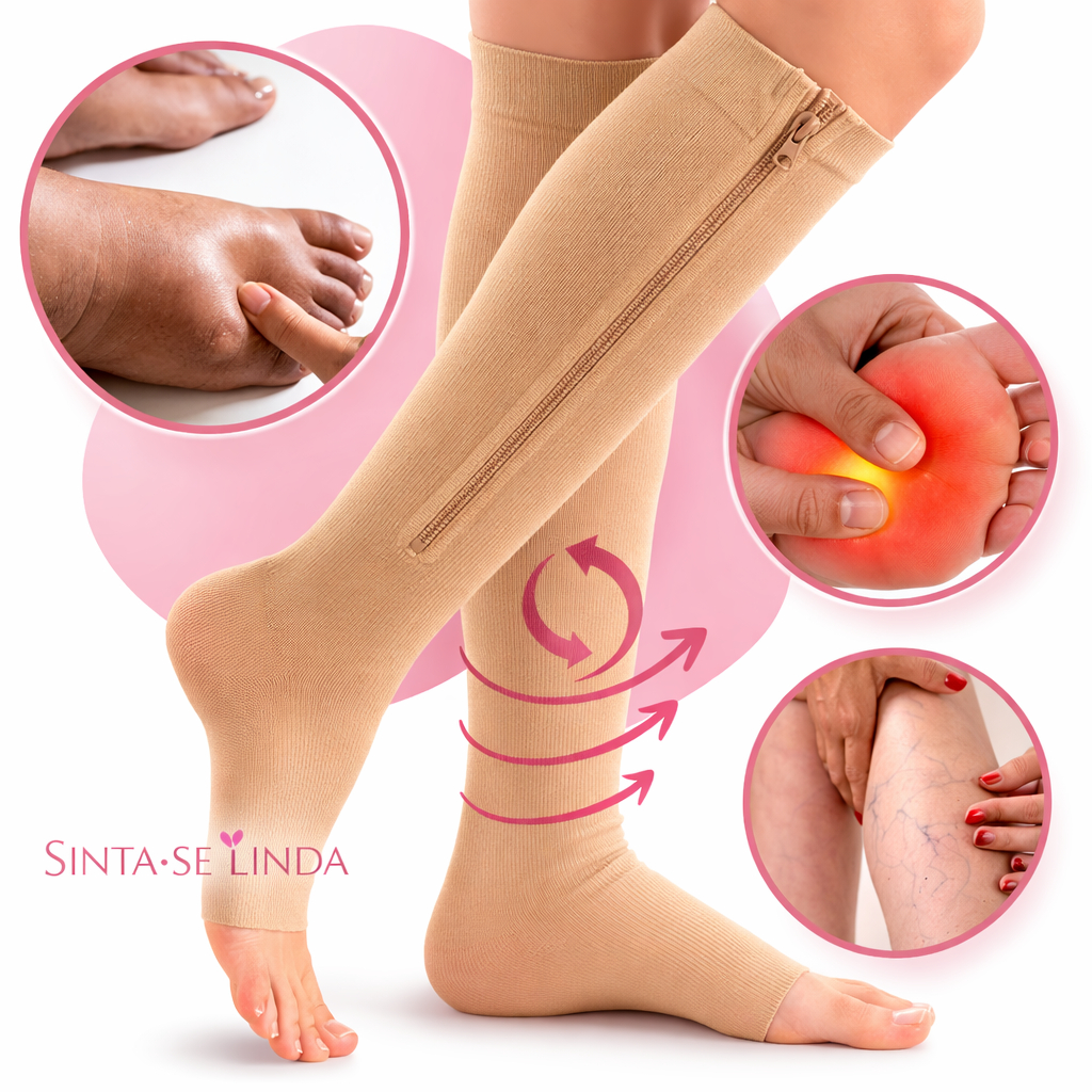 1 Par de Meia de Compressão 3/4 Circulação Varizes Inchaço Pernas Cansada Edema Ortopédica Trombose Unissex em Oferta na Shopee