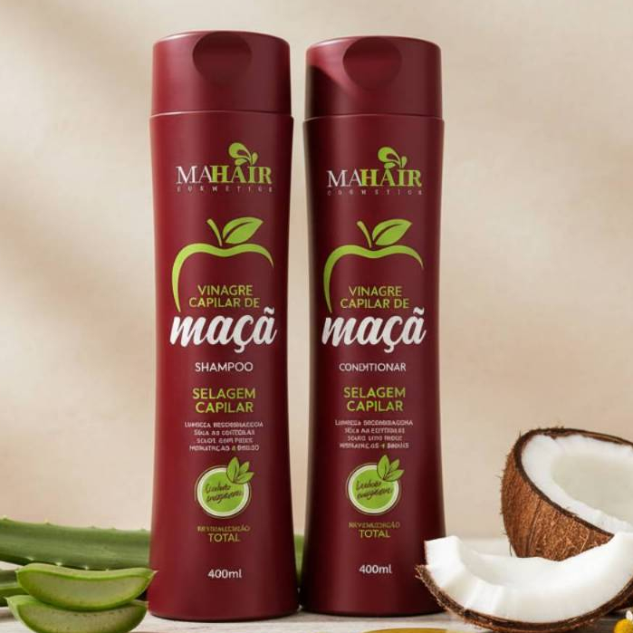 Kit Shampoo Capilar Condicionador Vinagre De Maça Selagem Capilar Mahair Promoção !