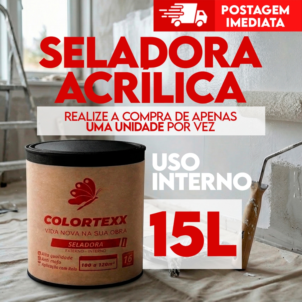 Seladora Acrílica Impermeável interno 15L Colortexx Acabamento Mate Branco parede selante antimofo