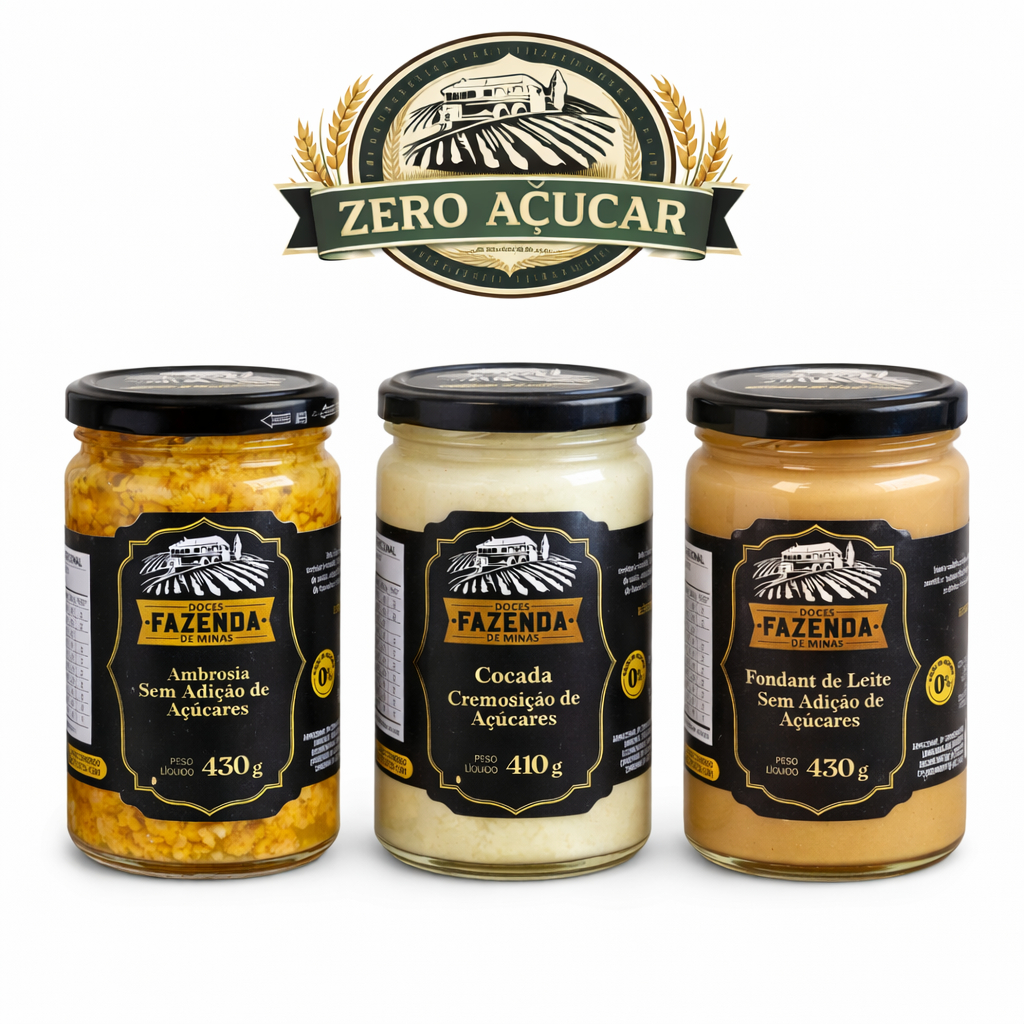 Doce de Leite, Cocada e Ambrosia Zero Açúcar, Fazenda de Minas