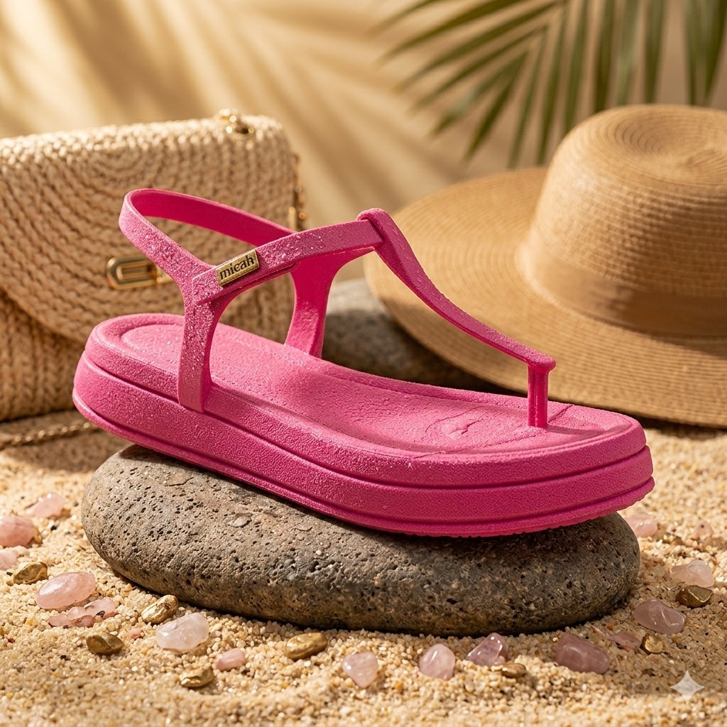 Sandalia delicada luxo Feminina De Dedo Pink Plataforma Confortável Anatômica Casual e Moderna