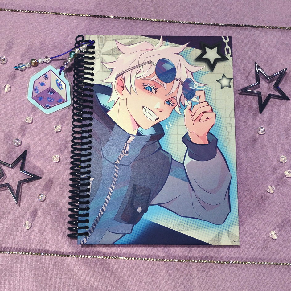 SKETCHBOOK Caderno para Desenho 90gr - Satoru Gojo - Jujustu Kaisen - Encadernação em Espiral - A5 21x15cm