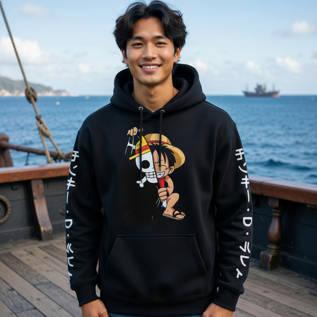Moletom Canguru Monkey D Luffy One Piece Cartoon Anime em Oferta na Shopee