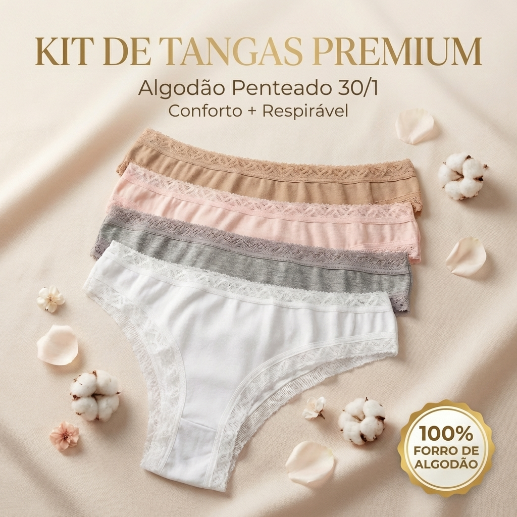 Kit 3 Calcinhas Femininas em Algodão Cotton com Renda – Confortáveis, Duráveis e Sortidas