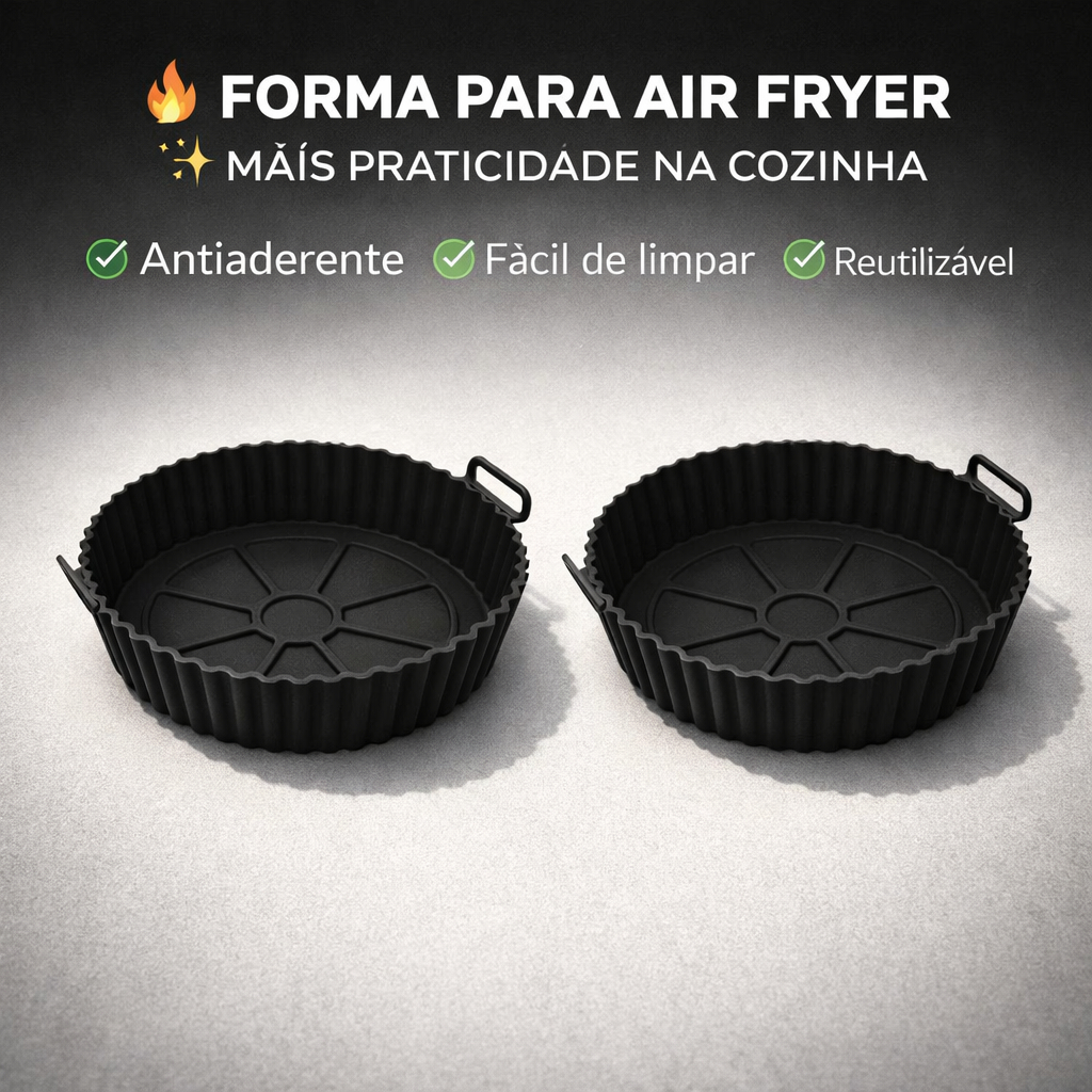 Kit 2 Formas  Silicone Air Fryer Forno Micro-ondas Reutilizáveis Antiaderentes Flexível