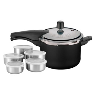 Panela de Pressão Tramontina Vancouver Grafite 4,5 Litros E Conjunto Tigelas Com Tampa Inox 5 Peças em Oferta na Shopee