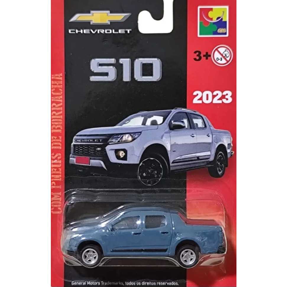 Miniatura Metal Chevrolet S-10 1/64 Licenciada CHEVROLET com Pneus de borracha Acabamento Premium Cks