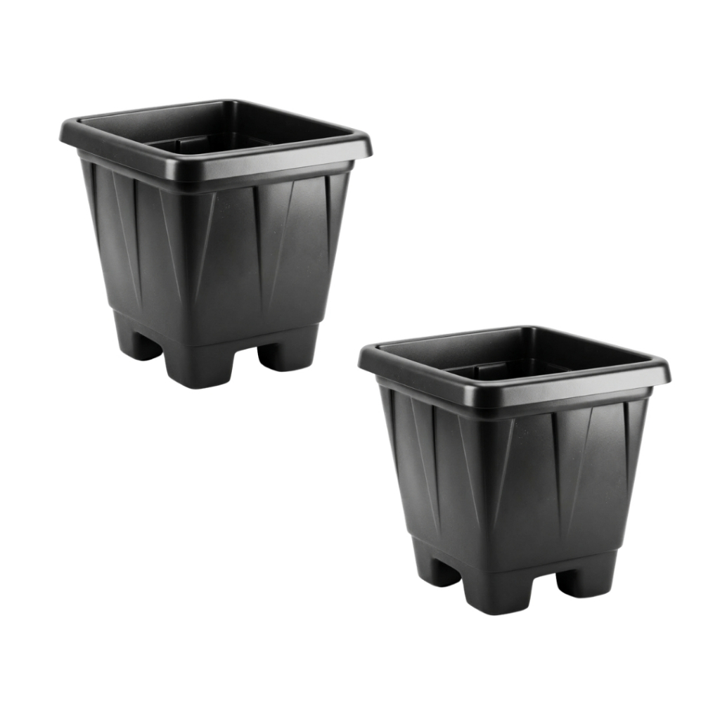 Kit 3 Vasos Quadrados Preto Grande 16lt Horta Planta Casa Jardim Mudas