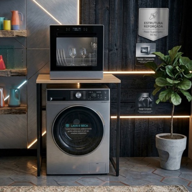 Aparador Para Máquina De Lavar 68cmx92cm Organizador Lavanderia Suporte Lava e Seca Moderno em Oferta na Shopee