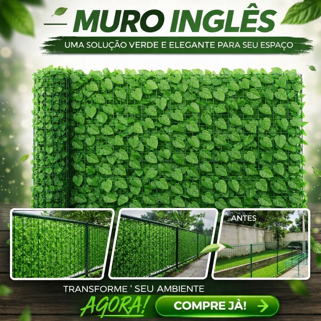 Muro Inglês 2x1m Hera Artificial Jardim Vertical