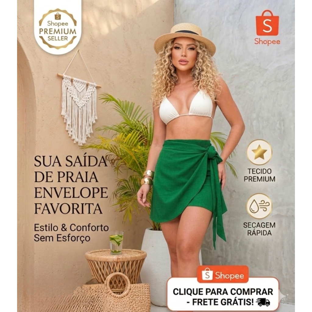 Saída De Praia Feminino Envelope Tecido Premium Verão Praia Envio Imediato !!Saida de Praia Verão