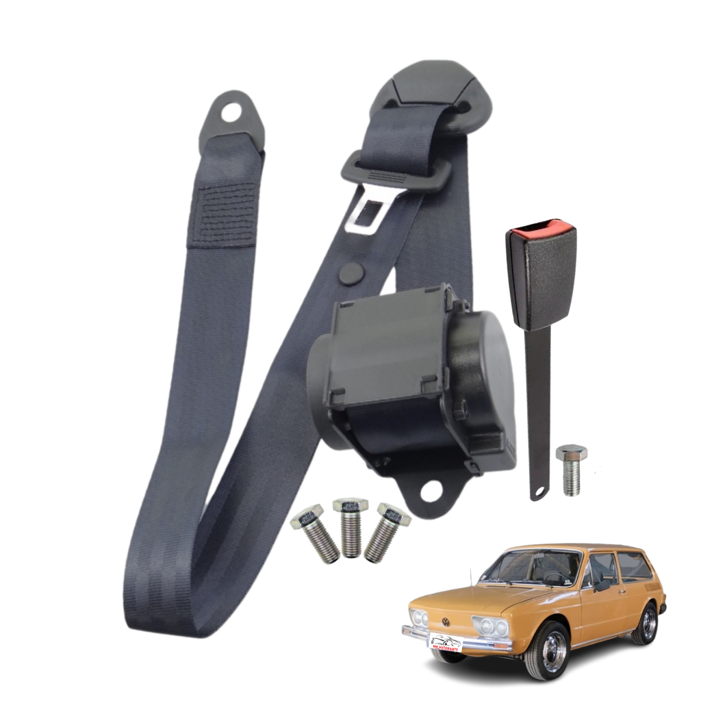 Cinto De Segurança Dianteiro Vw Brasilia Motorista Ou Passageiro Kit Completo Com Fecho Fêmea