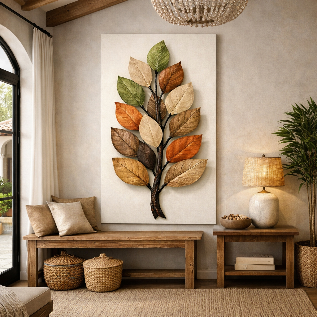 Quadro Decorativo Folhagem Clean Colorida Design Abstrato Minimalista Luxo Decoração Sala Quarto