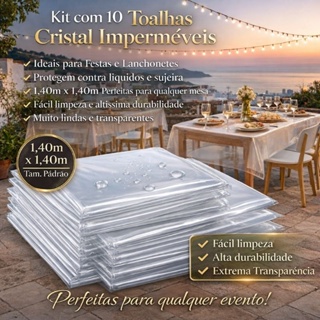 Kit com 10 toalhas de Mesa transparente Plástico PVC Transparente Cristal Impermeável mesa 4 cadeira em Oferta na Shopee