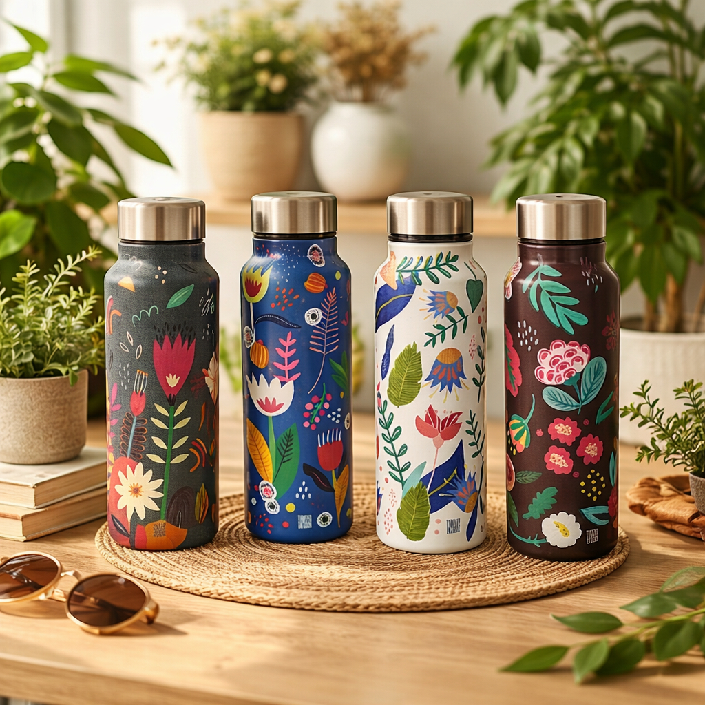 Garrafa Térmica Inox 800ml Floral Estilo FARM | Mantém Gelado/Quente | Portátil, Resistente e Moderna em Oferta na Shopee