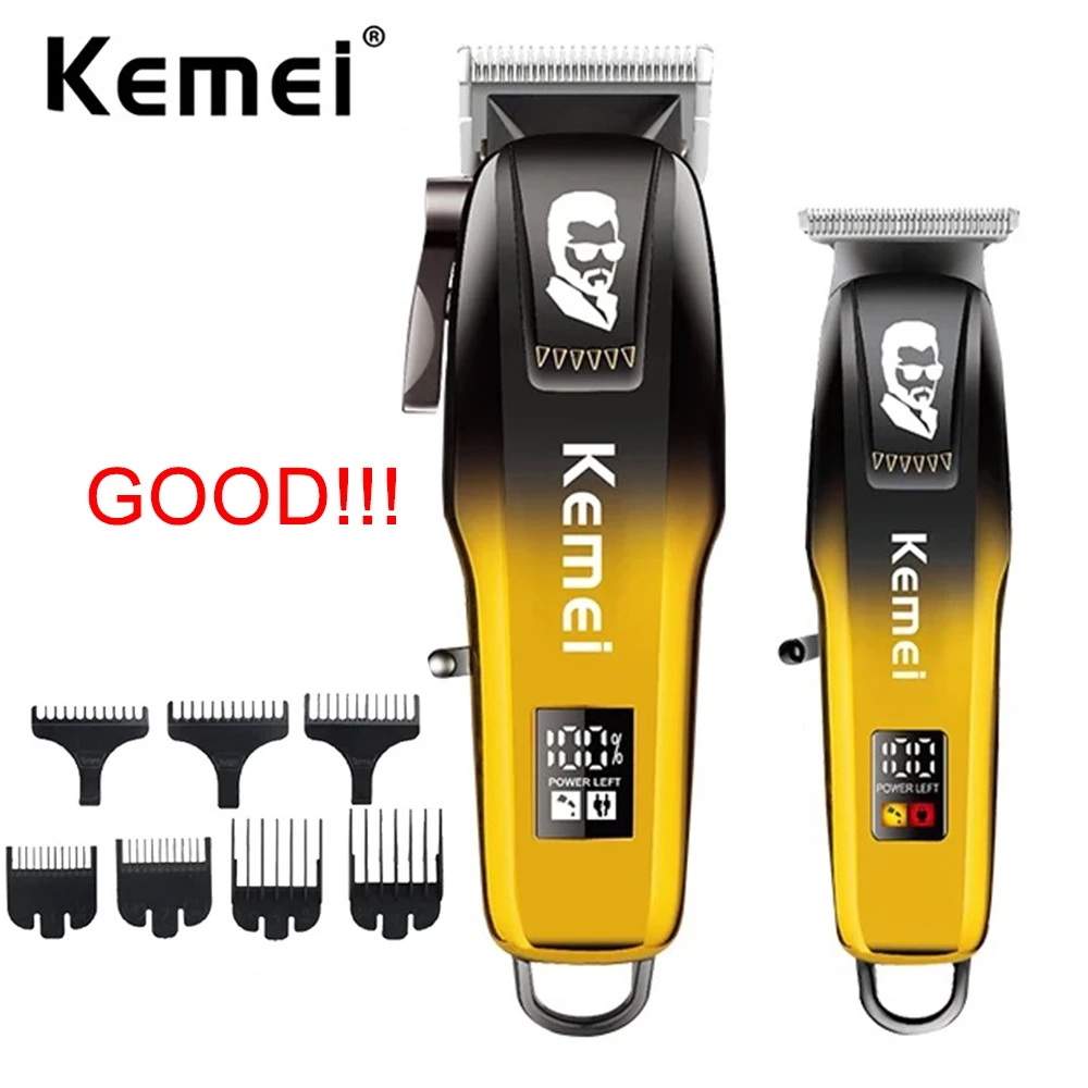 Kit Completo Kemei KM-8501 – Máquinas de Corte e Acabamento Profissional Recarregável Bivolt