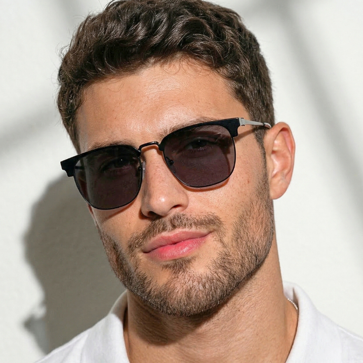 Oculos de Sol Quadrado Club Premium Preto Classico em Alta Vintage Retro uv400 Masculino Feminino