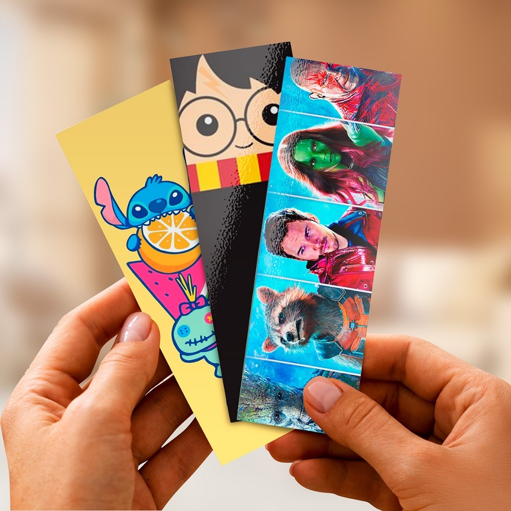 Marca Paginas Personalizado Frente e Verso Com Brilho Para Livros KIt