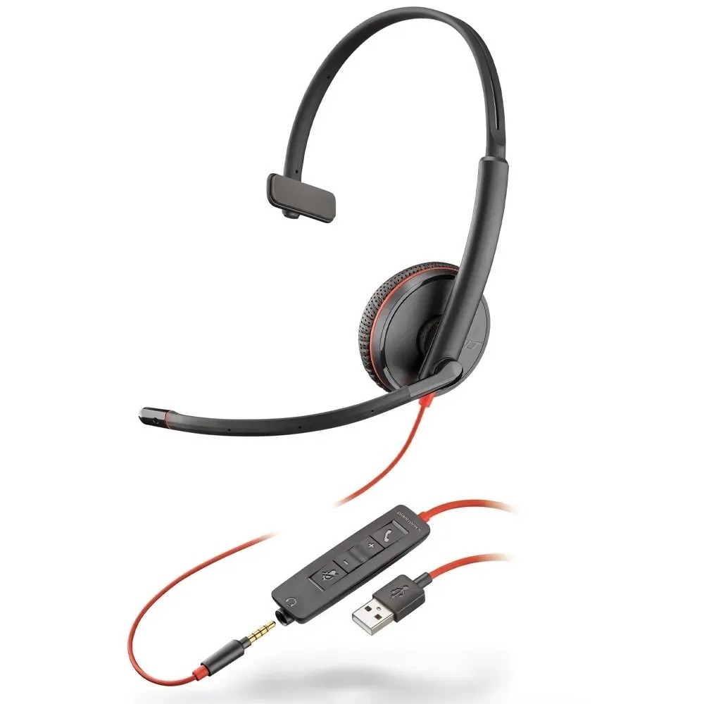 Headset USADO Blackwire C3210 USB-A Mono, com Cancelamento de Ruído, para PC/Notebook