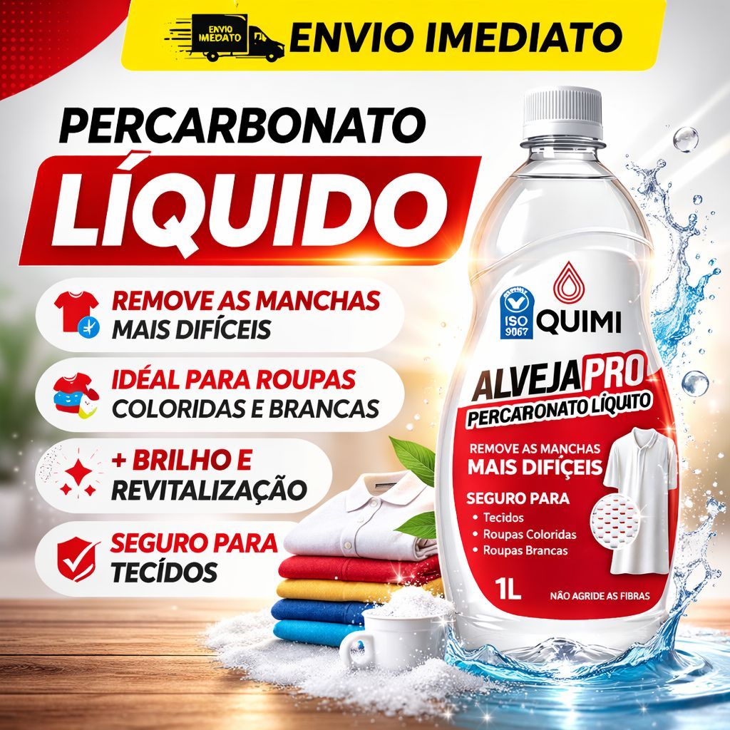 Percarbonato liquido 100% Puro Limpeza Em Geral Tira Manchas Roupas Brancas 1litros