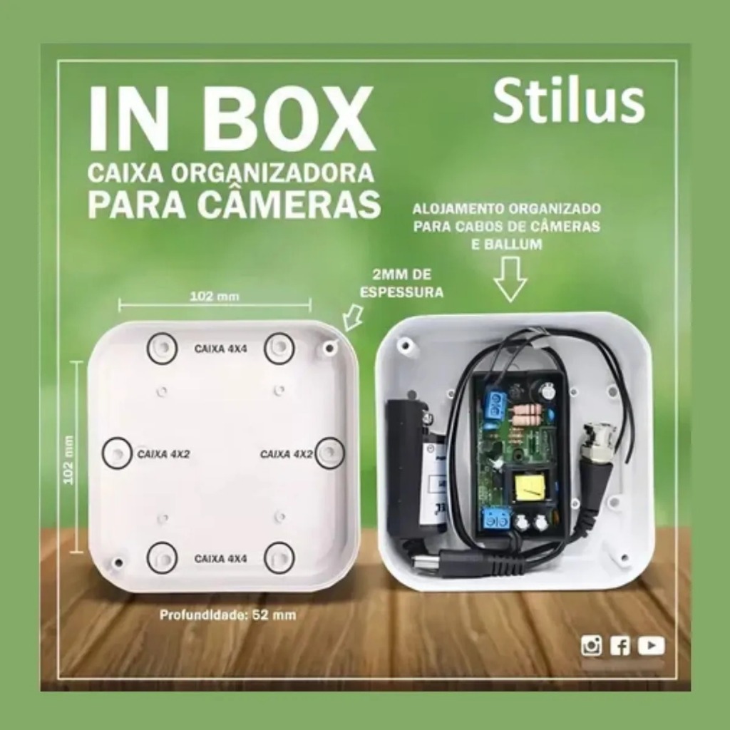 KIT 4 Un Caixa De Passagem Preto Branco Camera De Proteção Sobrepor Cftv