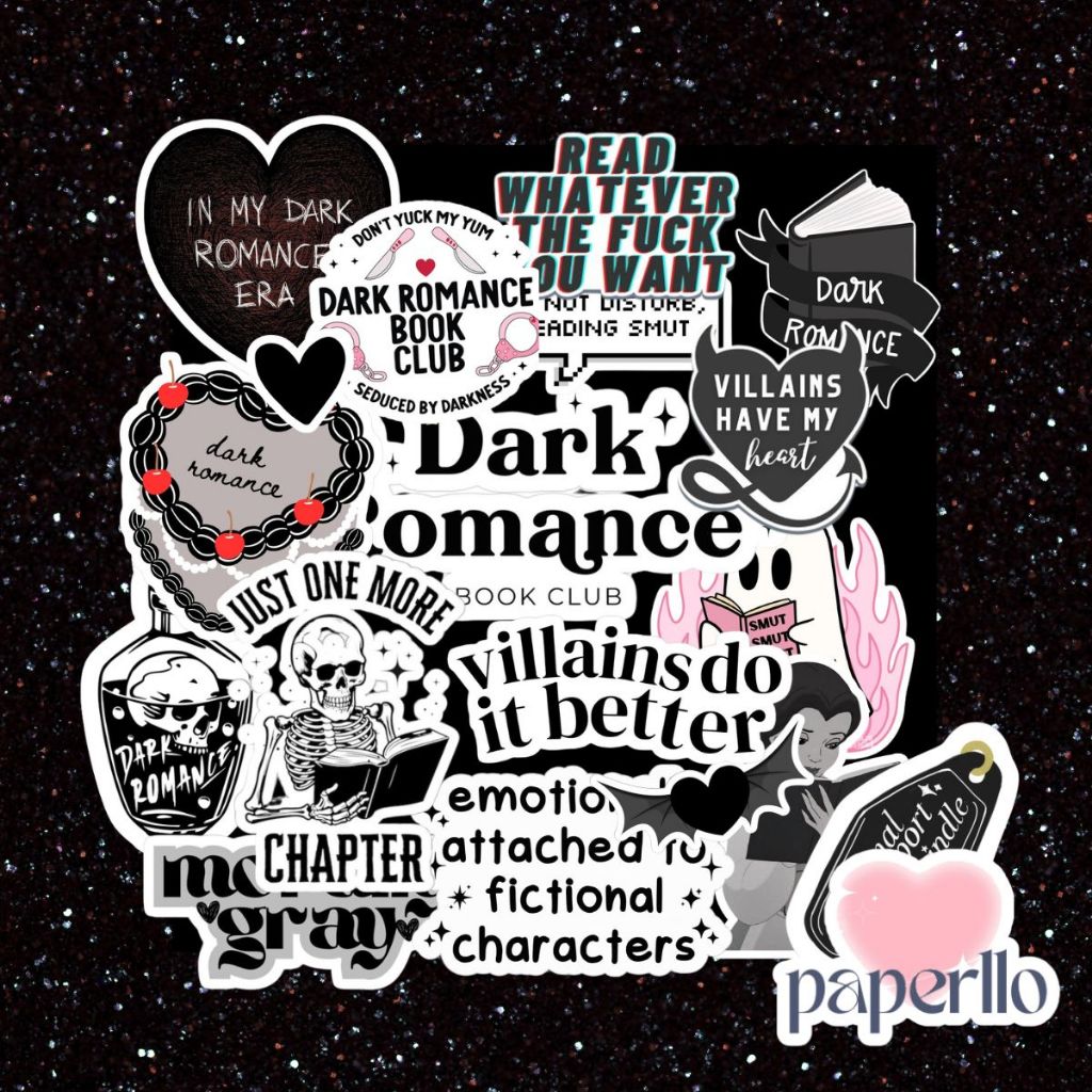 Conjunto 22 Adesivos Impermeáveis Kindle Dark Romance Para Colagem Scrapbook Journal Garrafinhas