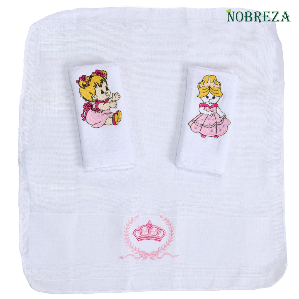 Kit com 6  unidades de babete fralda de boca 30x35 100 % algodão