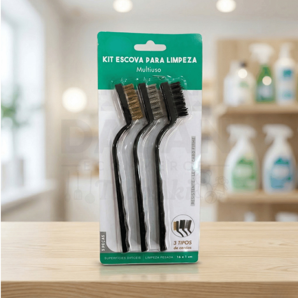 Kit Escovas de Aço Multiuso Latão e Nylon Para Limpeza Pesada Doméstica e Uso Profissional em Oferta na Shopee