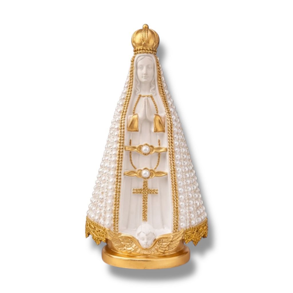 Imagem Nossa Senhora Aparecida 30cm Pérola Branca Casamento Batizado