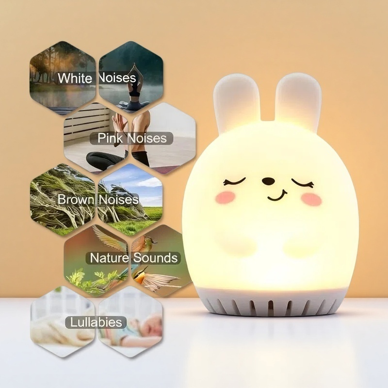 Imagem Máquina de Ruído Branco para Crianças, 20 Sons Relaxantes com Luz Noturna e Timer – Acalma e Melhora o Sono do Bebê