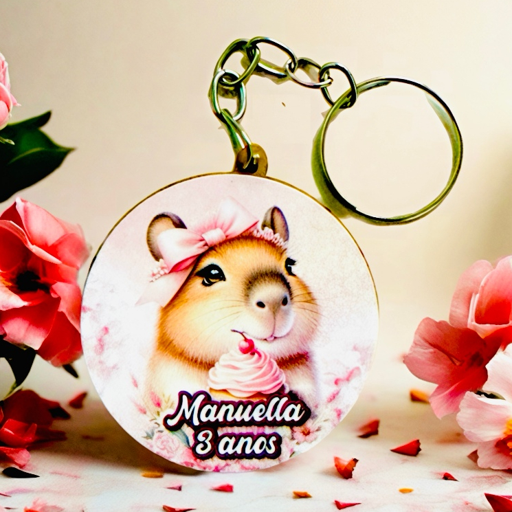 Kit Chaveiro CAPIVARA PERSONALIZADO Cupcake, para aniversário, decoração, festa, lembrancinhas