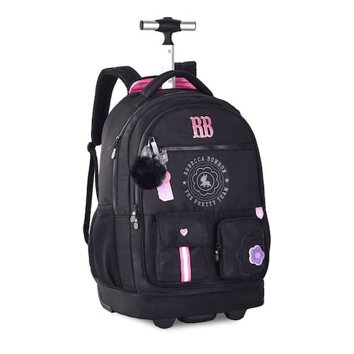 Kit Mochila Preta de Rodinha Rebecca Bonbon RB