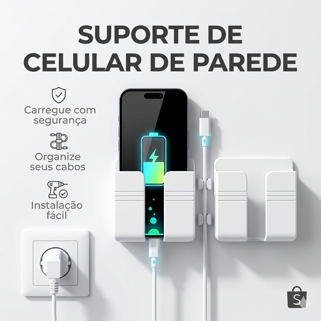 Suporte de Parede Adesivo para Celular e Controle – Organização Rápida e Sem Furo