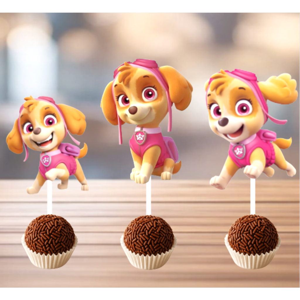 TAGS DOCINHOS SKYE PATRULHA CANINA- TOPPERS PARA DOCINHOS - TOPPER PARA BRIGADEIROS