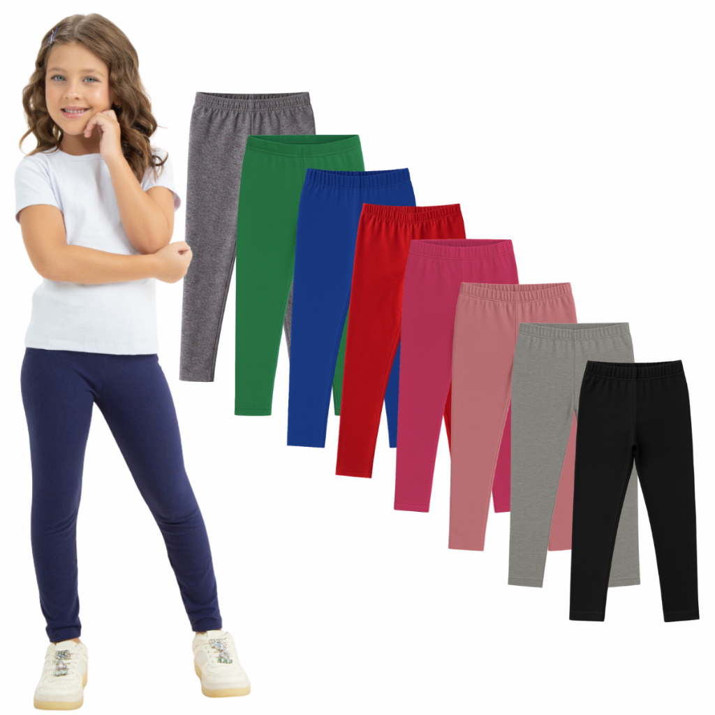 Calça Leg Legging Cotton Infantil Juvenil Menina Tamanho 1 a 16