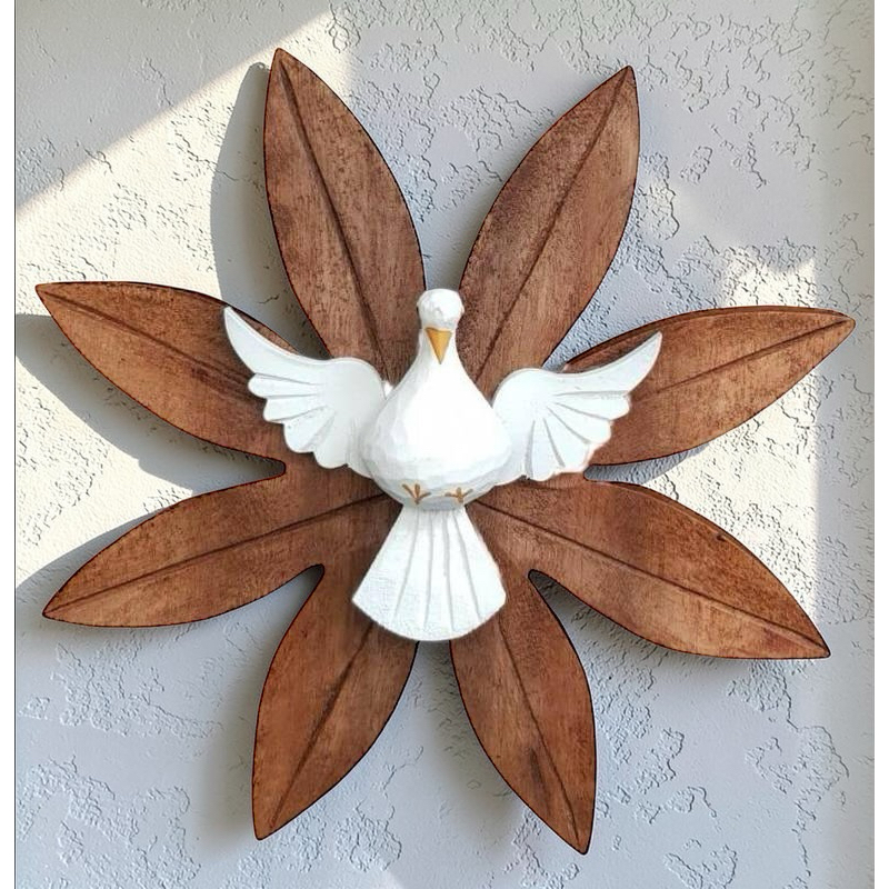 Divino de Parede 18 cm em Madeira Decoração Divino Espírito Santo