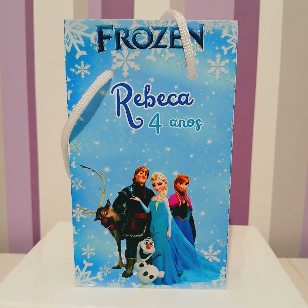 Sacolinha Surpresa Personalizada Frozen - Lembrancinha Aniversário - Tamanho P - PEGUE E MONTE