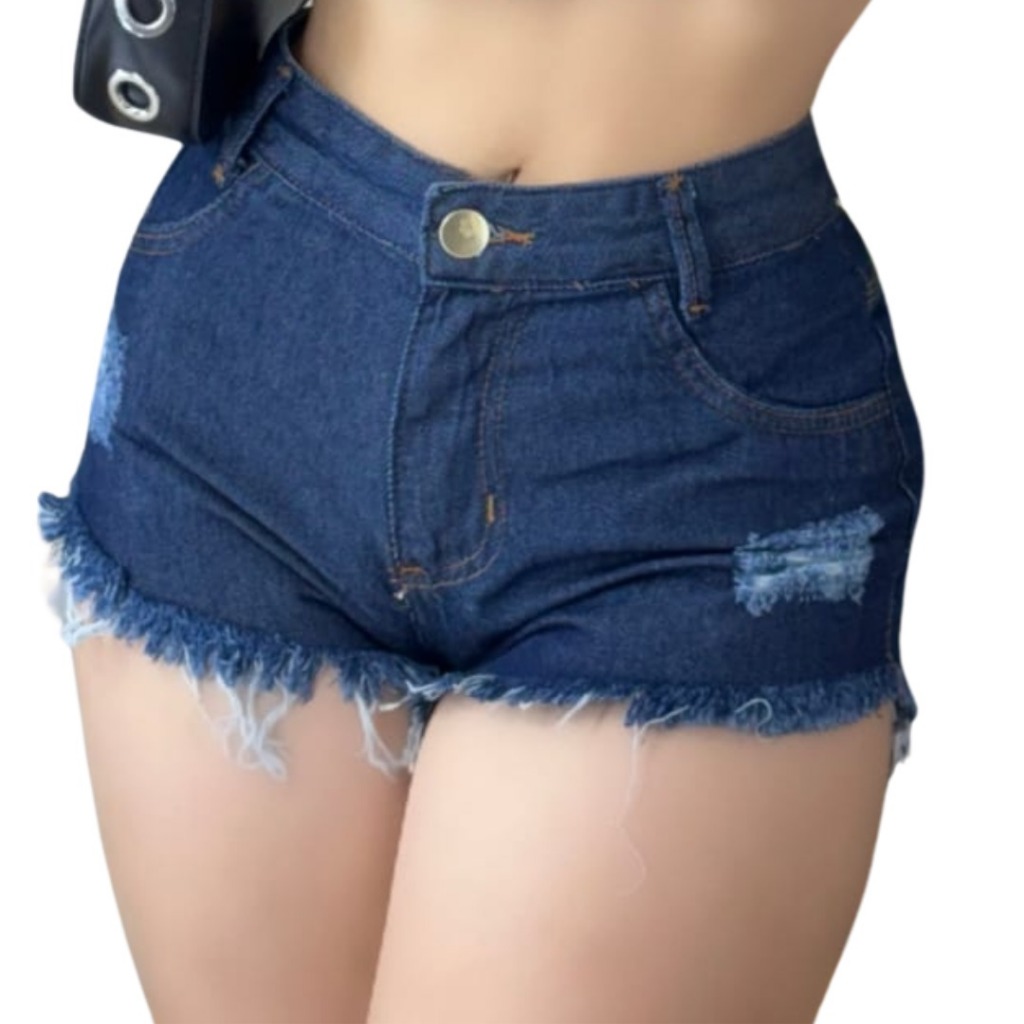 Short Jeans Feminino Bermuda Destroyed Rasgado Jeans Premium Da Moda Short Curto Luxo Promoção