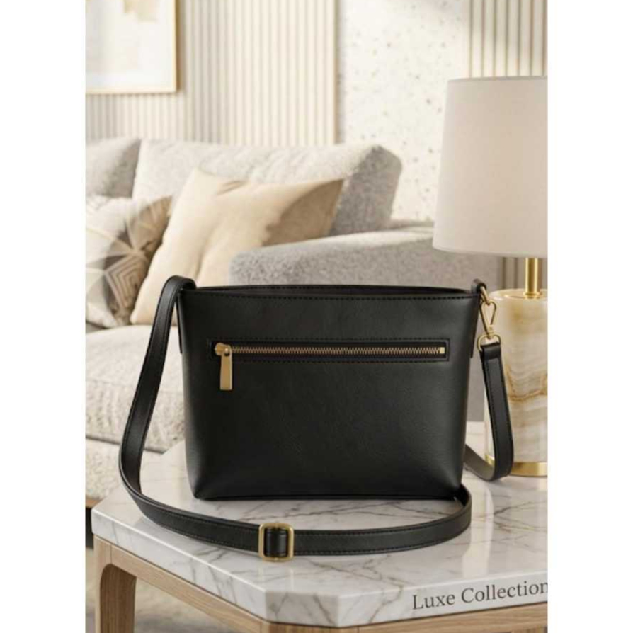 Bolsa Feminina Transversal em Couro Sintético | Alça Ajustável e Zíper Dourado – Moda Elegante e Sofisticada”